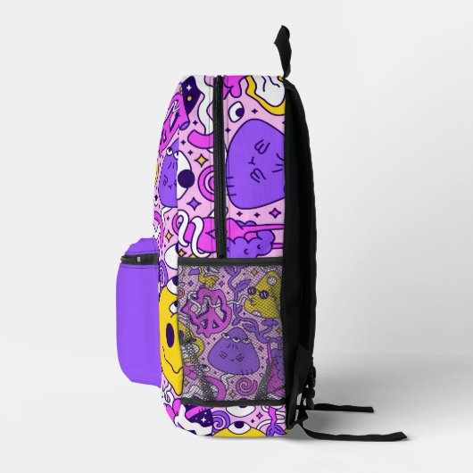 Trippy Hippy Style Bedruckter Rucksack (Rechts)