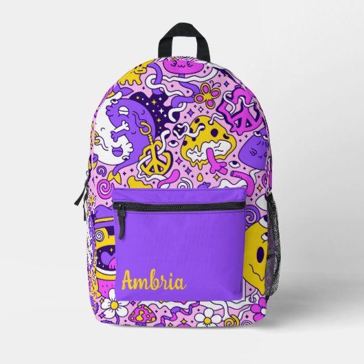 Trippy Hippy Style Bedruckter Rucksack (Vorderseite)