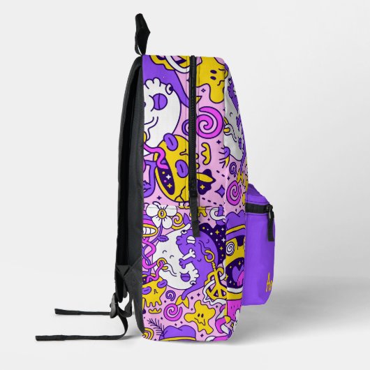 Trippy Hippy Style Bedruckter Rucksack (Links)