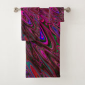 Trippy Hot Pink, Red and Blue Abstrakt Butterfly Badhandtuch Set (Insitu)