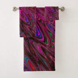 Trippy Hot Pink, Red and Blue Abstrakt Butterfly Badhandtuch Set