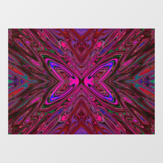 Trippy Hot Pink, Red and Blue Abstrakt Butterfly Fensteraufkleber (Blatt)