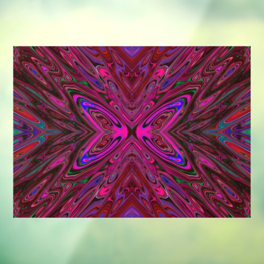 Trippy Hot Pink, Red and Blue Abstrakt Butterfly Fensteraufkleber (Blatt 3)