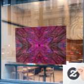 Trippy Hot Pink, Red and Blue Abstrakt Butterfly Fensteraufkleber (Café-Fenster)