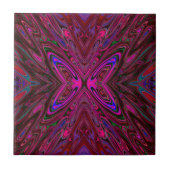 Trippy Hot Pink, Red and Blue Abstrakt Butterfly Fliese (Vorderseite)