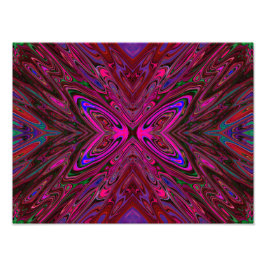 Trippy Hot Pink, Red and Blue Abstrakt Butterfly Fotodruck