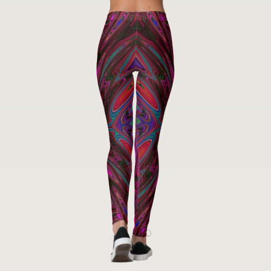 Trippy Hot Pink, Red and Blue Abstrakt Butterfly Leggings (Rückseite)