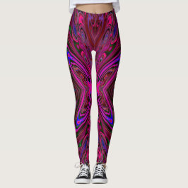 Trippy Hot Pink, Red and Blue Abstrakt Butterfly Leggings
