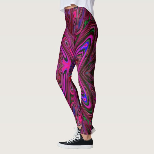 Trippy Hot Pink, Red and Blue Abstrakt Butterfly Leggings (Links)