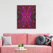Trippy Hot Pink, Red and Blue Abstrakt Butterfly Leinwanddruck (Insitu (Wohnzimmer))