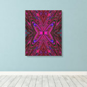 Trippy Hot Pink, Red and Blue Abstrakt Butterfly Leinwanddruck (Insitu (Holzboden))