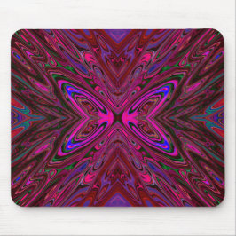 Trippy Hot Pink, Red and Blue Abstrakt Butterfly Mousepad