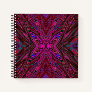 Trippy Hot Pink, Red and Blue Abstrakt Butterfly Notizblock