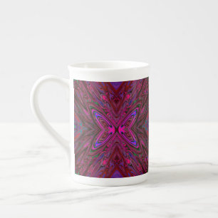 Trippy Hot Pink, Red and Blue Abstrakt Butterfly Porzellantasse