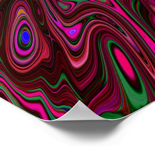 Trippy Hot Pink, Red and Blue Abstrakt Butterfly Poster (Ecke)