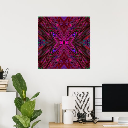Trippy Hot Pink, Red and Blue Abstrakt Butterfly Poster (Heimbüro)