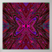 Trippy Hot Pink, Red and Blue Abstrakt Butterfly Poster (Vorne)
