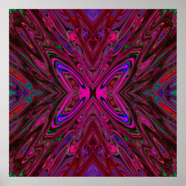 Trippy Hot Pink, Red and Blue Abstrakt Butterfly Poster