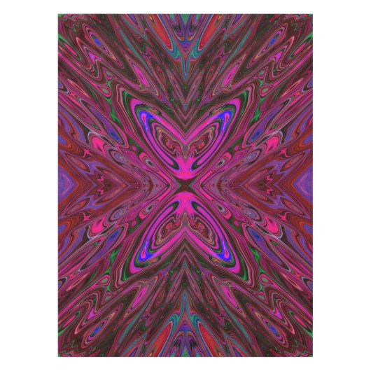 Trippy Hot Pink, Red and Blue Abstrakt Butterfly Tischdecke (Vorderseite)