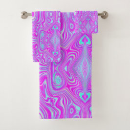 Trippy Hot Pink und Aqua Blue Abstrakt Pattern Badhandtuch Set