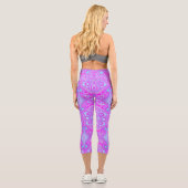 Trippy Hot Pink und Aqua Blue Abstrakt Pattern Capri Leggings (Rückseite)