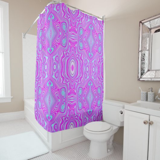 Trippy Hot Pink und Aqua Blue Abstrakt Pattern Duschvorhang (Beispiel)
