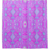 Trippy Hot Pink und Aqua Blue Abstrakt Pattern Duschvorhang (Vorderseite)