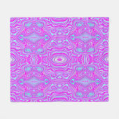Trippy Hot Pink und Aqua Blue Abstrakt Pattern Fleecedecke (Vorderseite (Horizontal))