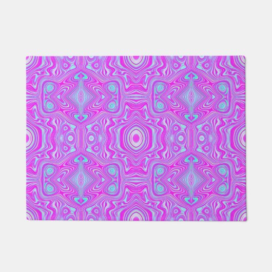 Trippy Hot Pink und Aqua Blue Abstrakt Pattern Fußmatte (Vorderseite)