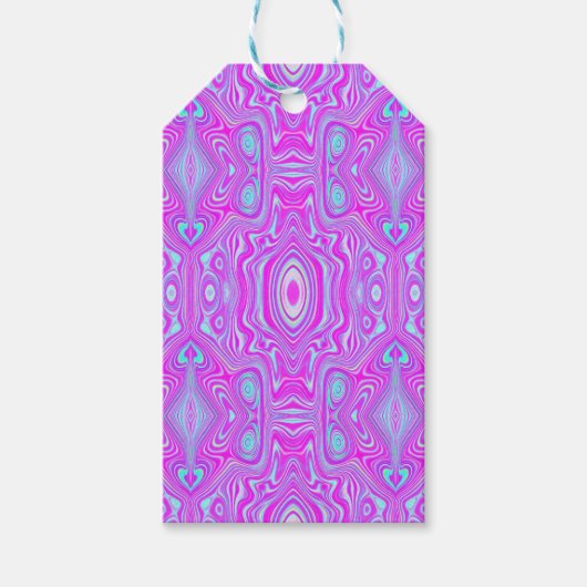 Trippy Hot Pink und Aqua Blue Abstrakt Pattern Geschenkanhänger (Vorderseite)