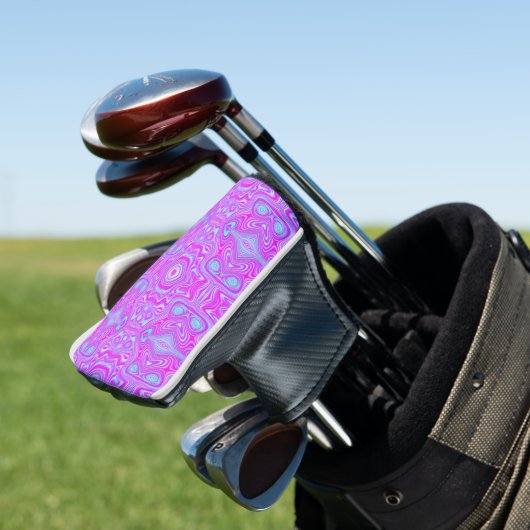 Trippy Hot Pink und Aqua Blue Abstrakt Pattern Golf Headcover (In Situ)