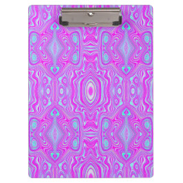 Trippy Hot Pink und Aqua Blue Abstrakt Pattern Klemmbrett