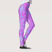 Trippy Hot Pink und Aqua Blue Abstrakt Pattern Leggings (Rechts)