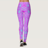 Trippy Hot Pink und Aqua Blue Abstrakt Pattern Leggings (Rückseite)