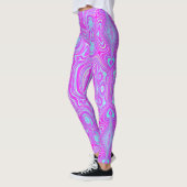 Trippy Hot Pink und Aqua Blue Abstrakt Pattern Leggings (Links)