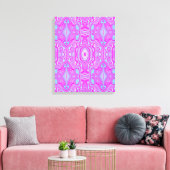 Trippy Hot Pink und Aqua Blue Abstrakt Pattern Leinwanddruck (Insitu (Wohnzimmer))