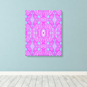 Trippy Hot Pink und Aqua Blue Abstrakt Pattern Leinwanddruck (Insitu (Holzboden))