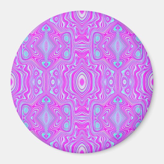 Trippy Hot Pink und Aqua Blue Abstrakt Pattern Magnet (Vorne)