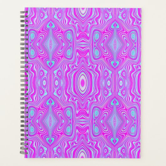 Trippy Hot Pink und Aqua Blue Abstrakt Pattern Planer (Vorderseite)
