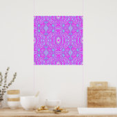 Trippy Hot Pink und Aqua Blue Abstrakt Pattern Poster (Küche)