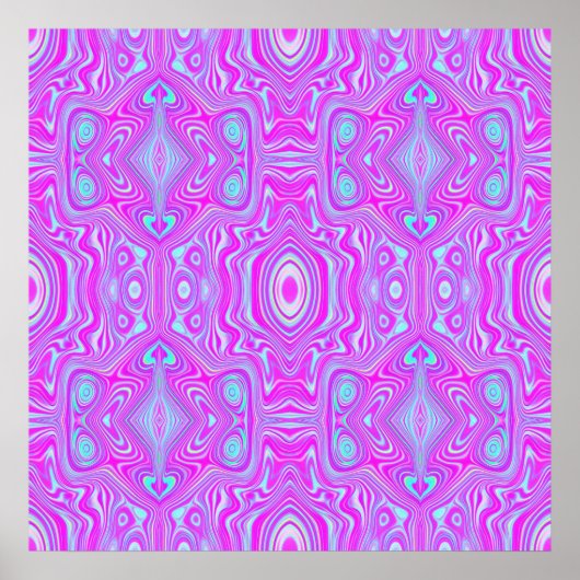 Trippy Hot Pink und Aqua Blue Abstrakt Pattern Poster (Vorne)