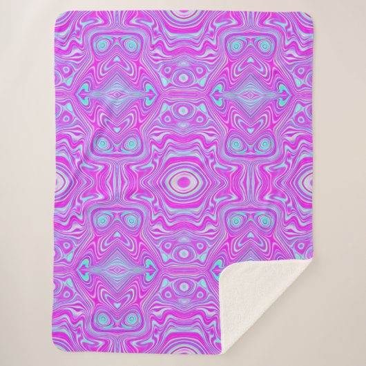 Trippy Hot Pink und Aqua Blue Abstrakt Pattern Sherpadecke (Vorderseite)