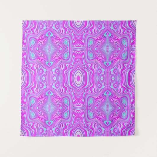 Trippy Hot Pink und Aqua Blue Abstrakt Pattern Wandteppich (Vorderseite)
