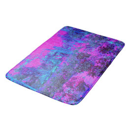 Trippy Hot Pink und Blue Impressionistic Landschaf Badematte