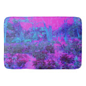 Trippy Hot Pink und Blue Impressionistic Landschaf Badematte (Vorderseite)