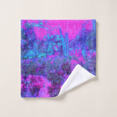 Trippy Hot Pink und Blue Impressionistic Landschaf Badhandtuch Set (Waschlappen)