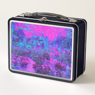 Trippy Hot Pink und Blue Impressionistic Landschaf Metall Brotdose