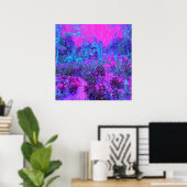 Trippy Hot Pink und Blue Impressionistic Landschaf Poster (Heimbüro)