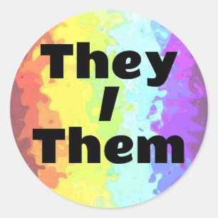 Trippy-individualisierbares Pronoun-Neurogender-Fl Runder Aufkleber