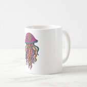 Trippy Jellyfish Mug – Neon Sea Vibes Kaffeetasse (VorderseiteRechts)